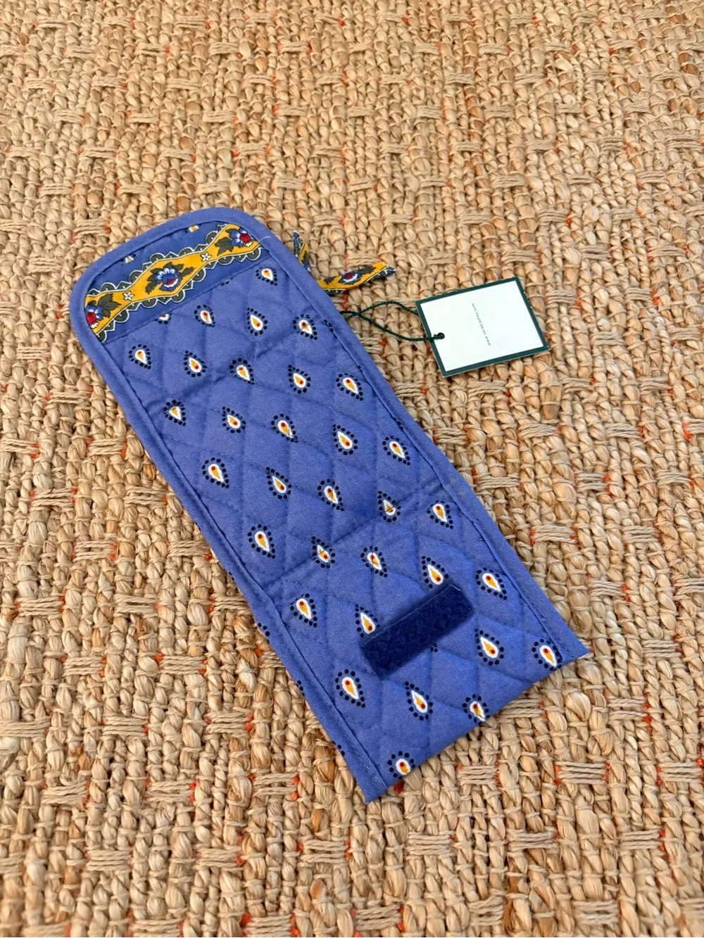 Vera Bradley Quilted Trifold Wallet - Blue with Yellow Floral Band NWT